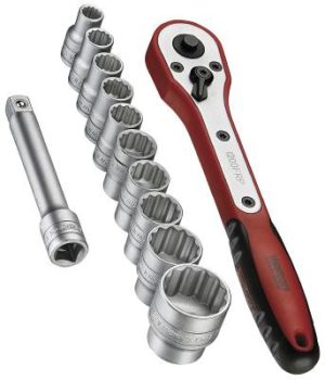 Hylsnyckelsats. Med 1/2'' fyrkantsfäste. Teng Tools M1212N1