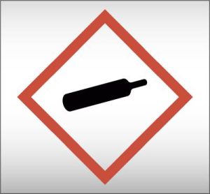 Skylt rörmärkning GHS04-piktogram Gas under tryck