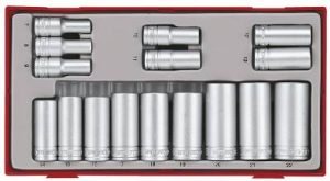 16 delars Hylssats med 3/8'' fyrkantsfäste Teng Tools TT381612