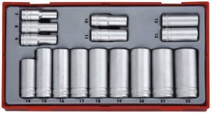 16 delars Hylssats med 3/8'' fyrkantsfäste Teng Tools TT3816