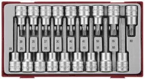 18 delars Hylsbitssats för TX-spår, 1/2'' fyrkantsfäste. Teng Tools TTTX18