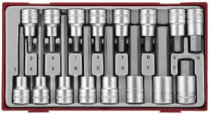 16 delars insex hylsbitssats. Med 1/2'' fyrkantsfäste. Teng Tools TTHEX16