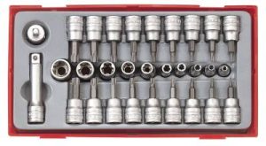 30 delars TX-hylssats med 1/4'' och 3/8'' fyrkantsfäste Teng Tools TTTX30