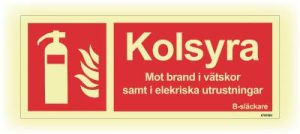 Brandskylt Unigraphics Kolsyra mot brand i vätskor