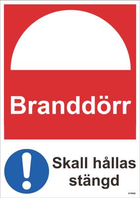 Påbudsskylt Unigraphics Branddörr skall hållas stängd