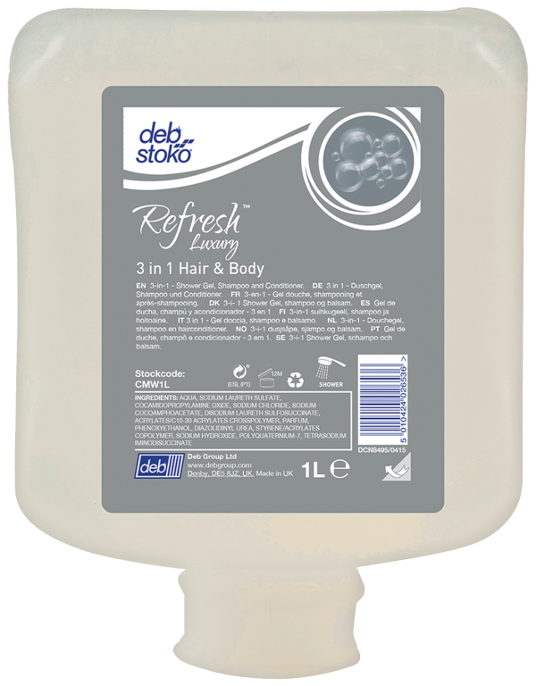 Duschtvål Deb Refresh Luxury 3 in 1 Hair & Body