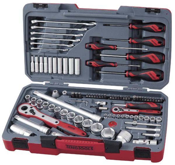 Hylsnyckelsats. Med 1/4'' och 1/2'' fyrkantsfäste Teng Tools TM095