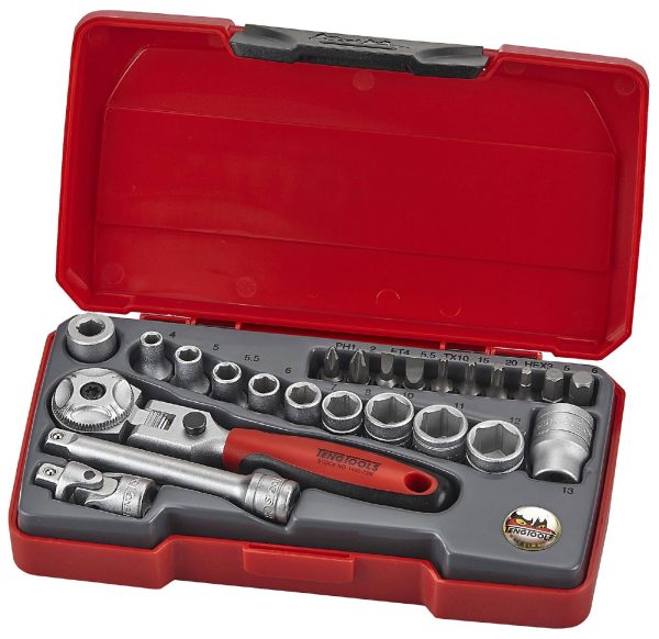 Hylsnyckelsats med 1/4'' fyrkantsfäste Teng Tools T1424S