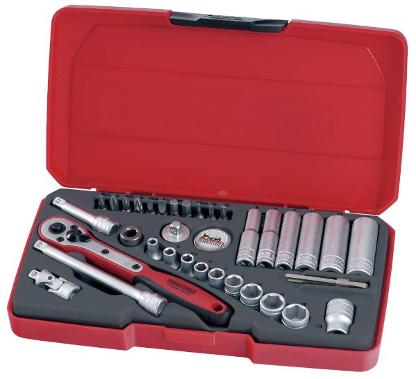 Hylsnyckelsats. Med 1/4'' fyrkantsfäste Teng Tools T1436