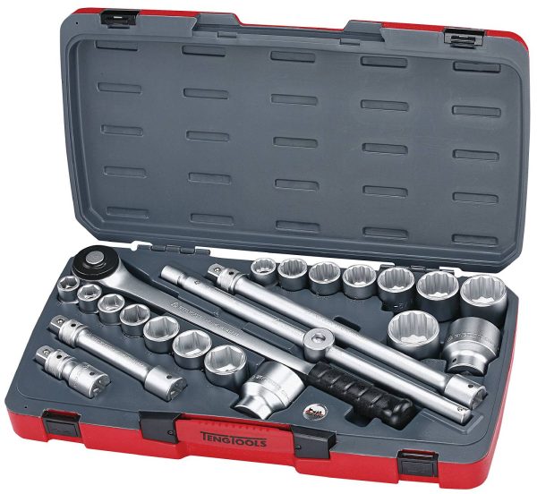 Hylsnyckelsats. Med 3/4" fyrkantsfäste. Teng Tools T3422S