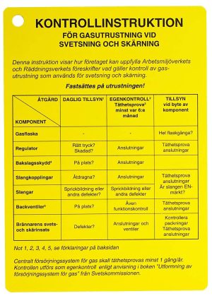 Kontrollinstruktion: Gula kortet