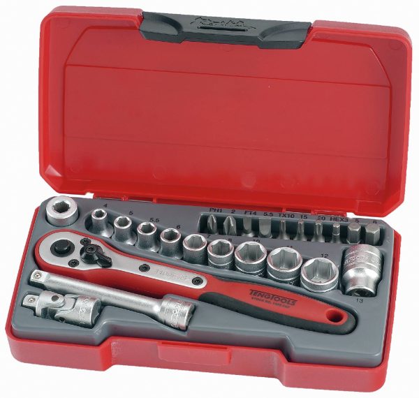 Hylsnyckelsats med 1/4" fyrkantsfäste Teng Tools T1424
