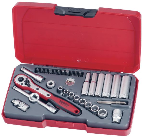 Hylsnyckelsats. Med 1/4'' fyrkantsfäste Teng Tools T1435AF